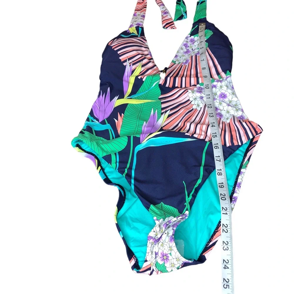 NEW Trina Turk Midnight Paradise V Plunge Swimsuit Sz 10 One Piece Stunning NWOT